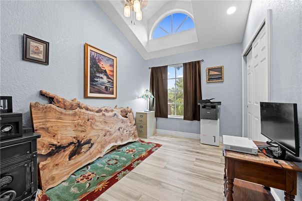 Home Office, Interior, Recessed Lighting, Wood Texture Flooring