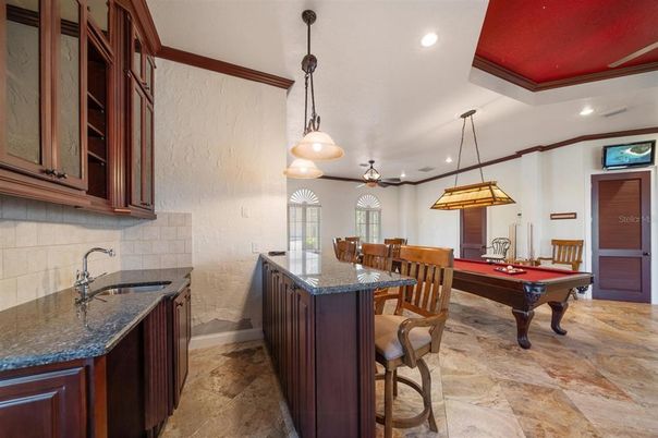 Billiard Table, Game Room, Interior, Pendant Lights, Recessed Lighting