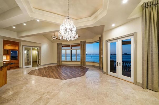 Chandelier, Interior, Recessed Lighting, Water, Wood Texture Flooring