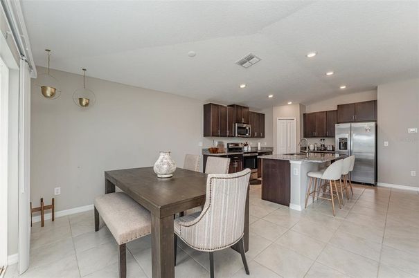 Dining room, Interior, Kitchen, Recessed Lighting, Stainless Steel Appliances