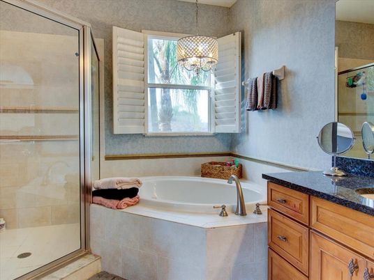 Bathroom, Glass Shower, Interior, Pendant Lights