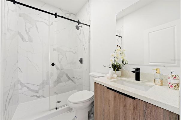 Bathroom, Glass Shower, Interior, Marble Walls