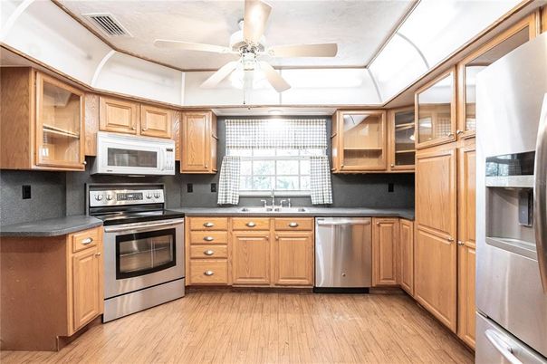 Interior, Kitchen, Stainless Steel Appliances, Wood Texture Flooring