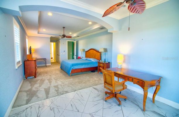 Bedroom, Home Office, Interior, Marble, Recessed Lighting