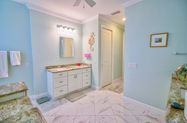 Bathroom, Interior, Marble, Recessed Lighting