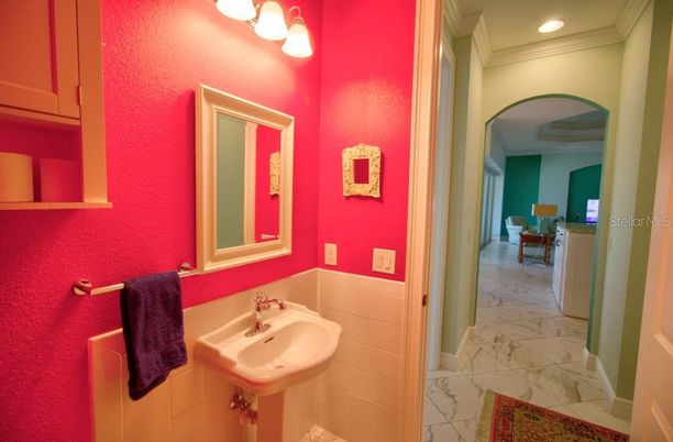 Bathroom, Interior, Marble, Recessed Lighting