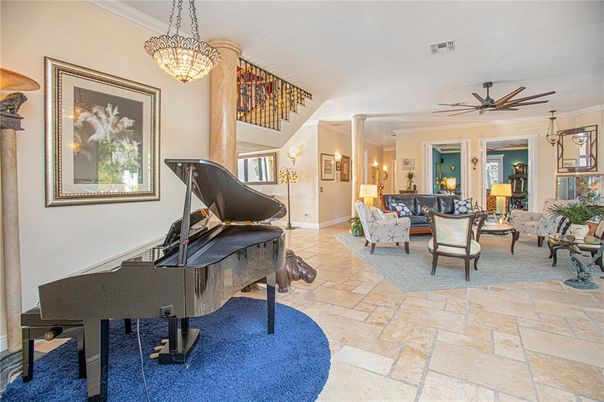 Interior, Living room, Pendant Lights, Piano