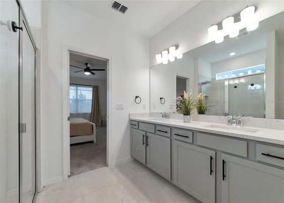 Bathroom, Bedroom, Dual Sink Vanities, Glass Shower, Interior