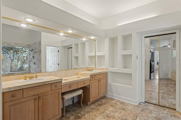 Bathroom, Dual Sink Vanities, Glass Shower, Interior, Recessed Lighting