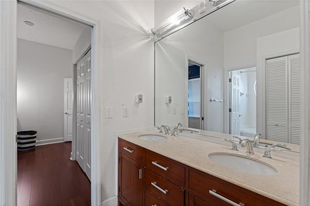 Bathroom, Dual Sink Vanities, Interior, Wood Texture Flooring