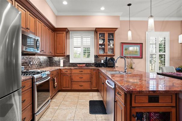 Interior, Kitchen, Pendant Lights, Recessed Lighting, Stainless Steel Appliances