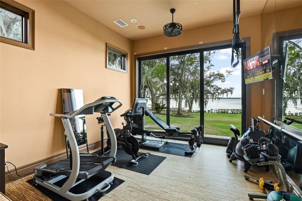 Fitness Equipment, Interior, Recessed Lighting, Wood Texture Flooring