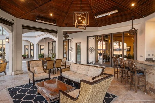 Dining room, Interior, Living room, Pendant Lights, Recessed Lighting, Wooden Ceilings