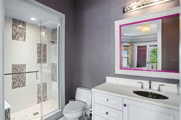 Bathroom, Glass Shower, Interior, Recessed Lighting