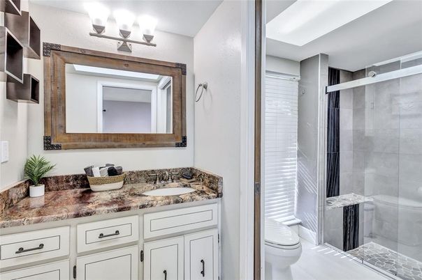 Bathroom, Dual Sink Vanities, Glass Shower, Interior