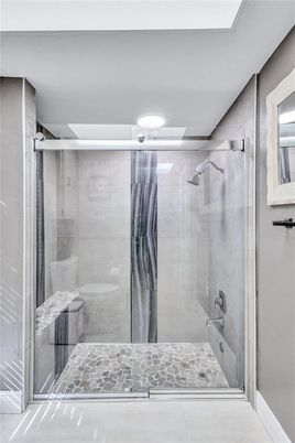 Bathroom, Glass Shower, Interior, Recessed Lighting