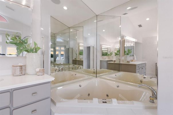 Bathroom, Dual Sink Vanities, Glass Shower, Interior, Recessed Lighting