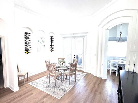 Dining room, Interior, Wood Texture Flooring