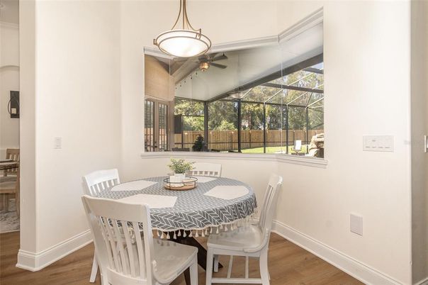 Dining room, Interior, Sun Room, Wood Texture Flooring