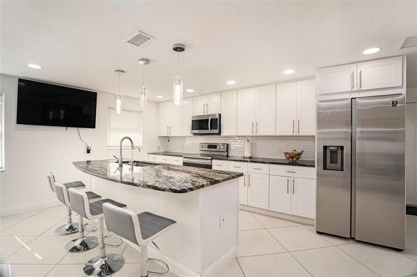 Interior, Kitchen, Pendant Lights, Recessed Lighting, Stainless Steel Appliances
