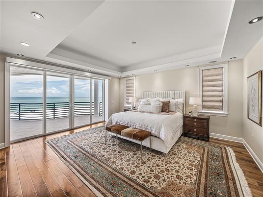 Bedroom, Interior, Recessed Lighting, Water, Wood Texture Flooring