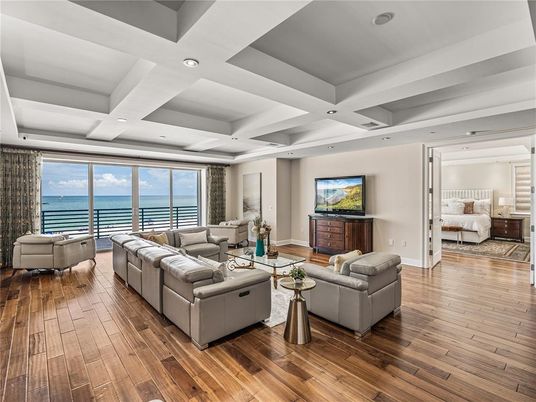 Interior, Living room, Recessed Lighting, Water, Wood Texture Flooring