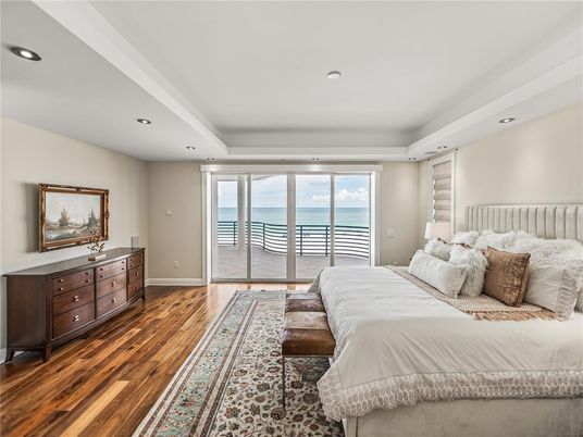 Bedroom, Interior, Recessed Lighting, Water, Wood Texture Flooring