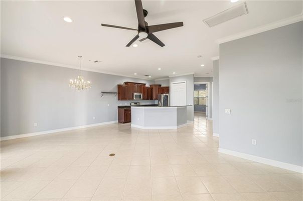 Chandelier, Empty room, Interior, Kitchen, Recessed Lighting