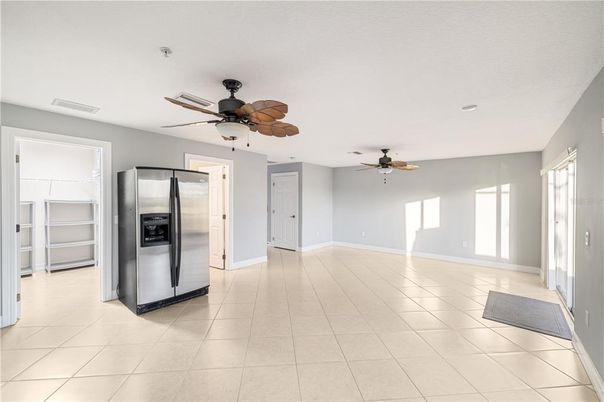 Empty room, Interior, Kitchen, Recessed Lighting, Stainless Steel Appliances
