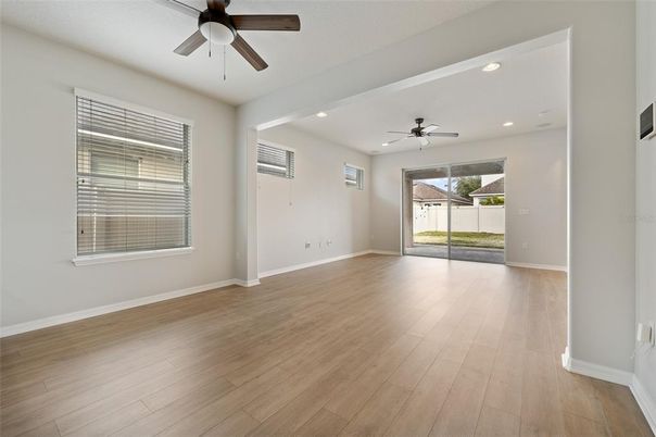 Empty room, Interior, Recessed Lighting, Wood Texture Flooring