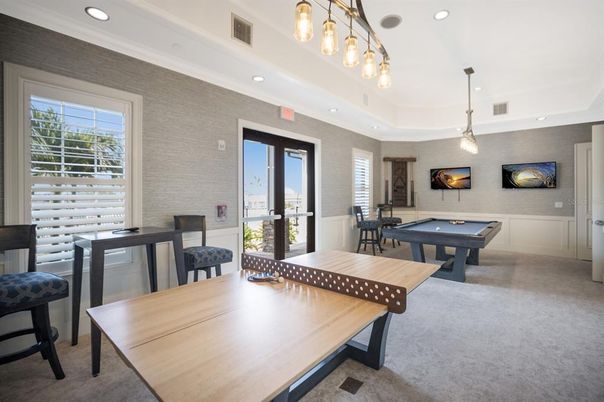 Billiard Table, Game Room, Interior, Pendant Lights, Recessed Lighting