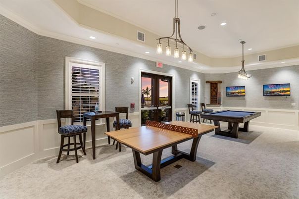 Billiard Table, Game Room, Interior, Pendant Lights, Recessed Lighting