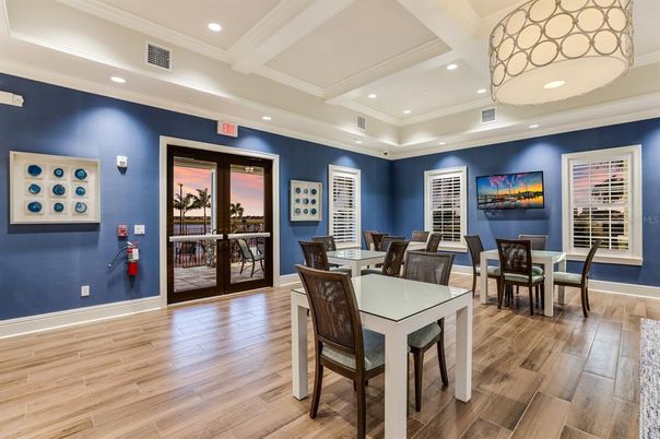 Dining room, Interior, Recessed Lighting, Wood Texture Flooring