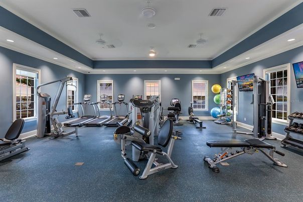 Fitness Equipment, Gym, Interior, Recessed Lighting