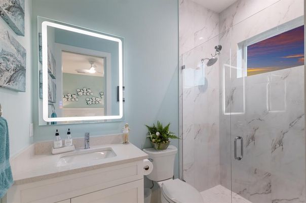 Bathroom, Glass Shower, Interior, Marble Walls