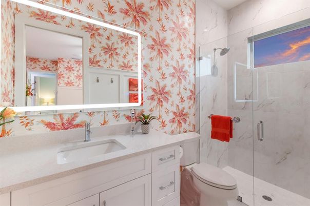 Bathroom, Glass Shower, Interior, Marble Walls