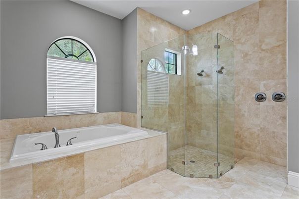 Bathroom, Glass Shower, Interior, Recessed Lighting
