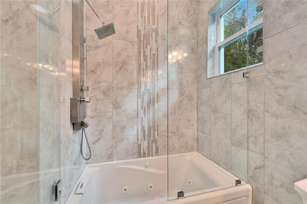 Bathroom, Glass Shower, Interior, Marble Walls