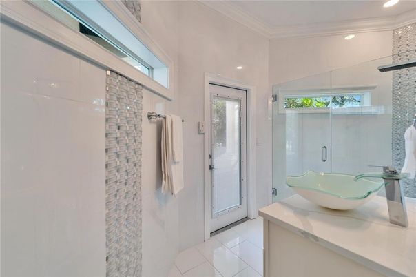 Bathroom, Glass Shower, Interior, Recessed Lighting