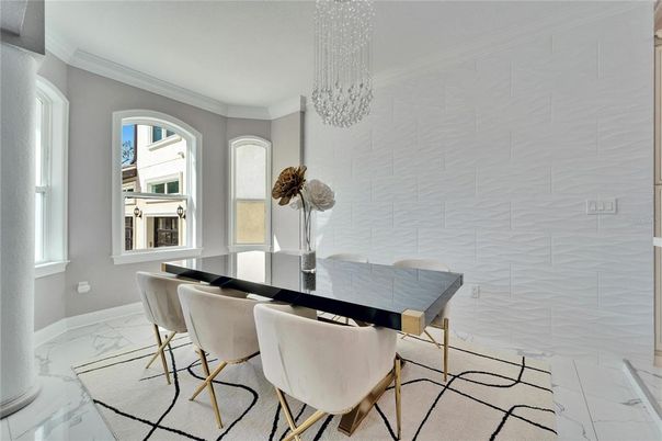 Chandelier, Dining room, Interior, Marble