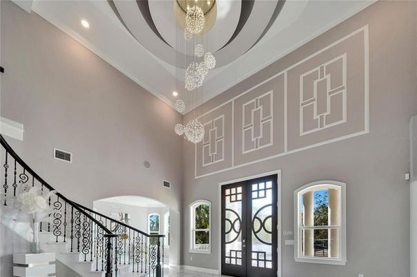 Chandelier, Interior, Marble, Recessed Lighting
