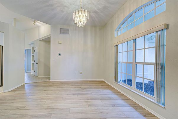 Chandelier, Empty room, Interior, Wood Texture Flooring