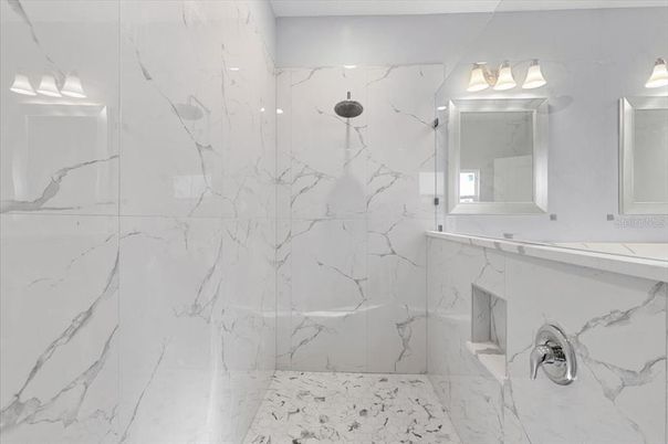 Bathroom, Glass Shower, Interior, Marble, Marble Walls
