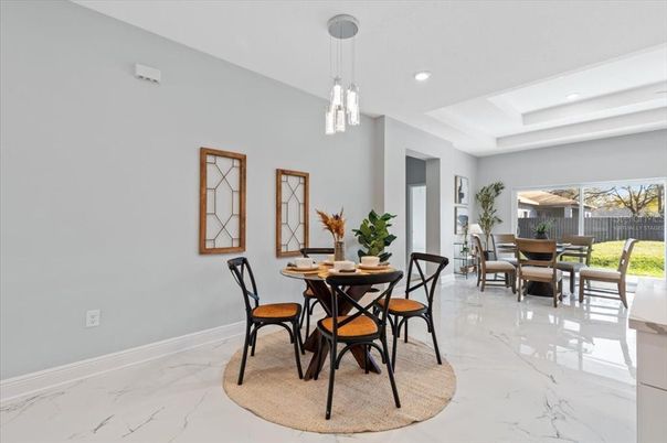 Dining room, Interior, Marble, Pendant Lights, Recessed Lighting