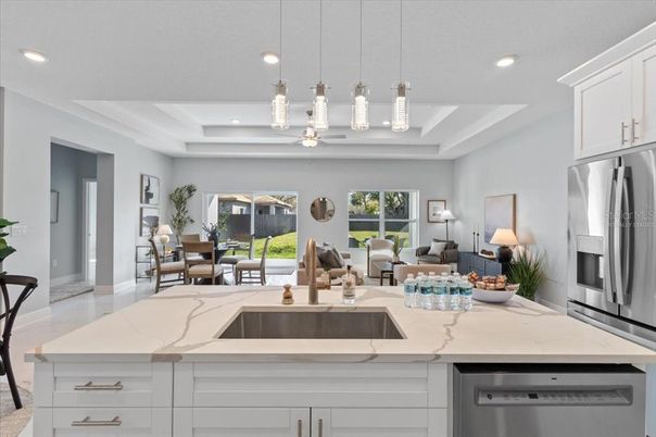 Dining room, Interior, Kitchen, Living room, Pendant Lights, Recessed Lighting, Stainless Steel Appliances