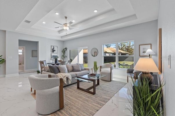 Dining room, Interior, Living room, Marble, Recessed Lighting