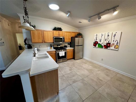 Interior, Kitchen, Pendant Lights, Stainless Steel Appliances