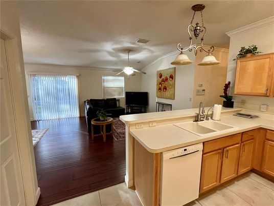 Chandelier, Interior, Kitchen, Living room, Pendant Lights, Wood Texture Flooring