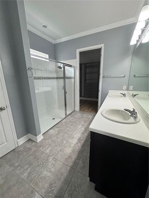 Bathroom, Dual Sink Vanities, Glass Shower, Interior