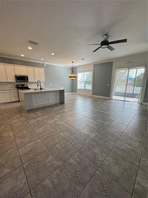 Chandelier, Interior, Kitchen, Recessed Lighting, Stainless Steel Appliances
